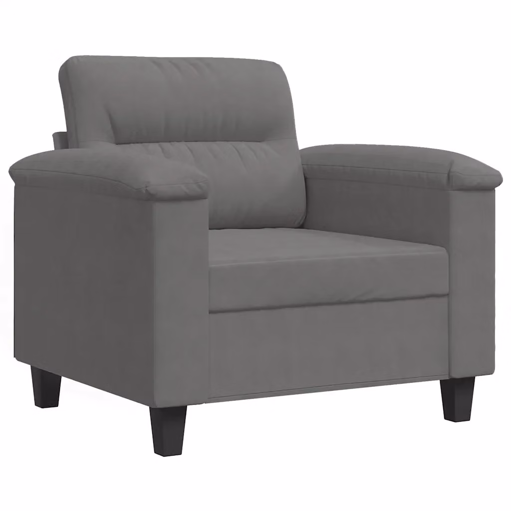 Poltrona Lounge Moderna in Microfibra Grigia con Braccioli e Struttura in Metallo – 2