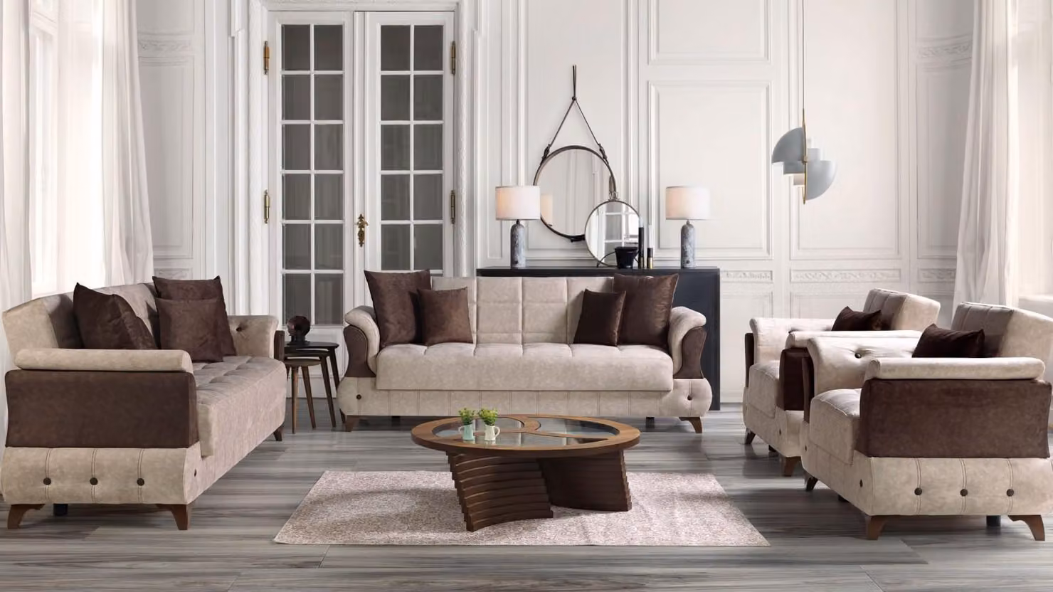 Modern Sofagarnitur Sessel Textil Sofa Luxus Komplett Luxus 3+2+1+1 Sitzer