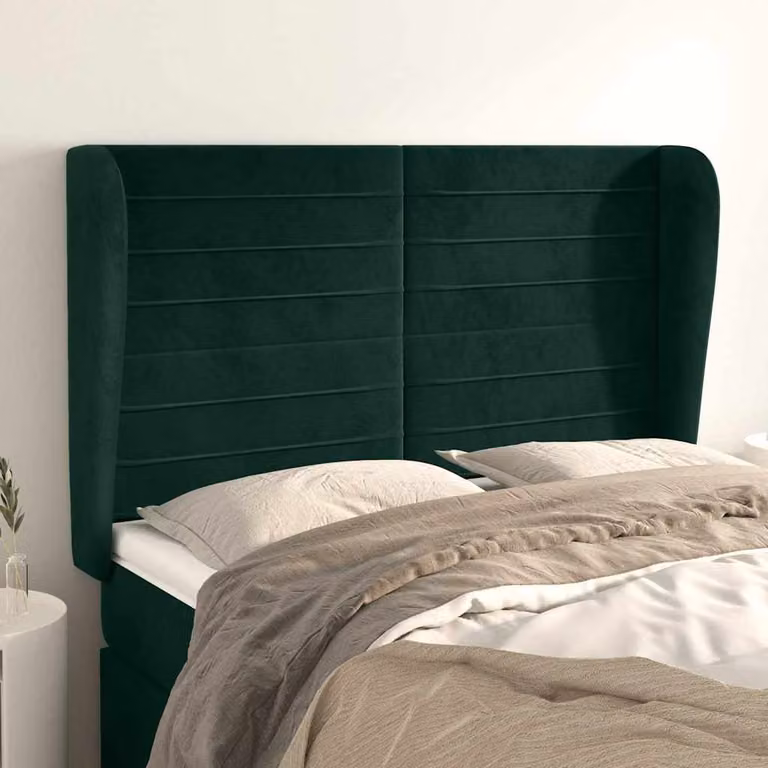 Testiera ad orecchio vidaXL in velluto verde scuro L: 147 cm, P: 23 cm, H: 118/128 cm