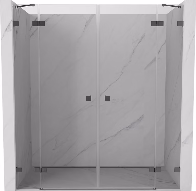 Mexen Lunar Duo porta doccia a battente 170 cm, trasparente, gun metal - 834D-170-000-95-00