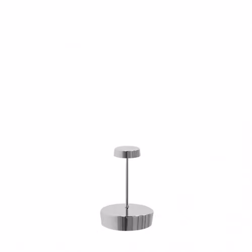 Lampada da tavolo LED Swap Mini Pro Zafferano, ricaricabile e dimmerabile, colore cromo lucido