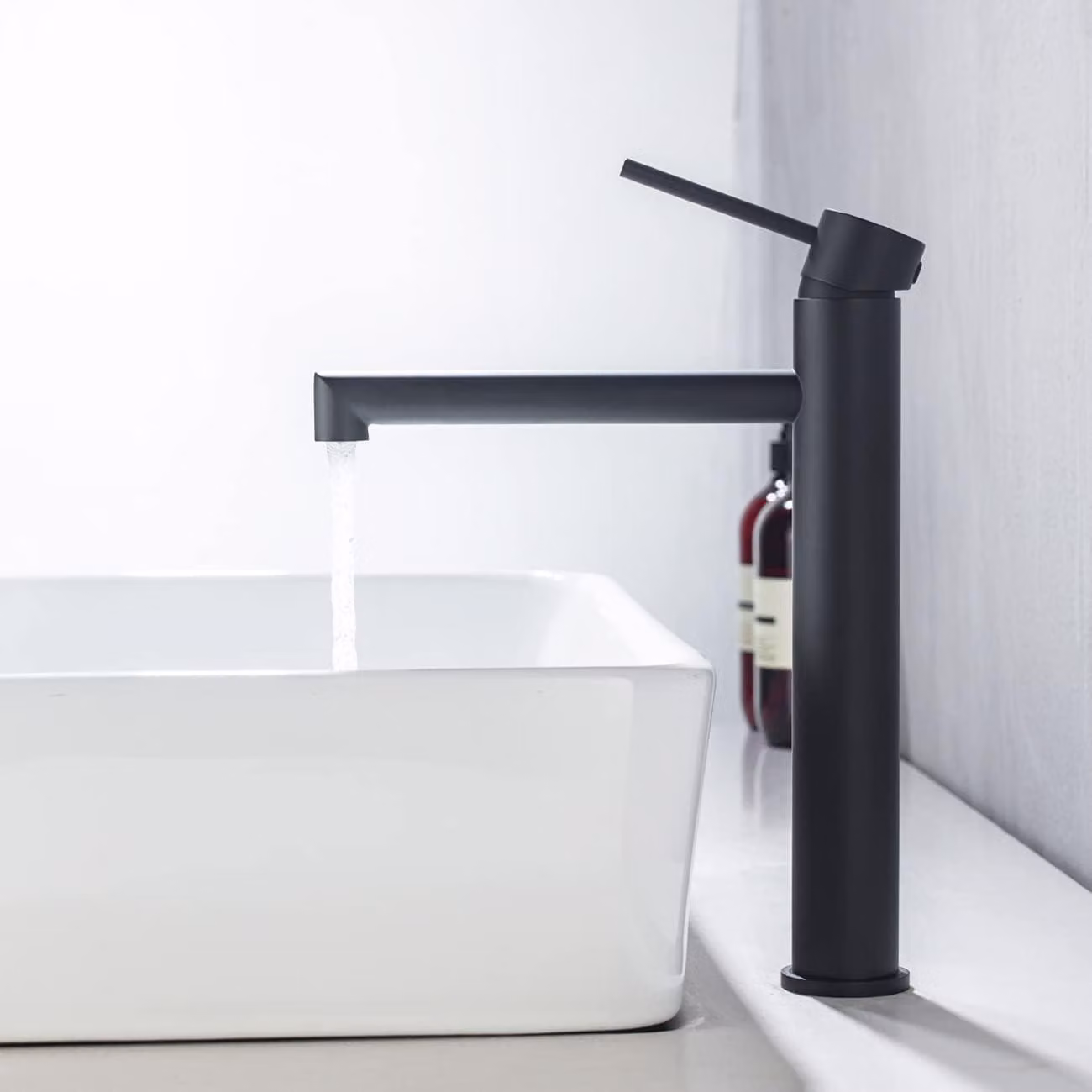 Miscelatore monocomando per lavabo, altezza 282 mm, colore nero, acciaio inossidabile 304