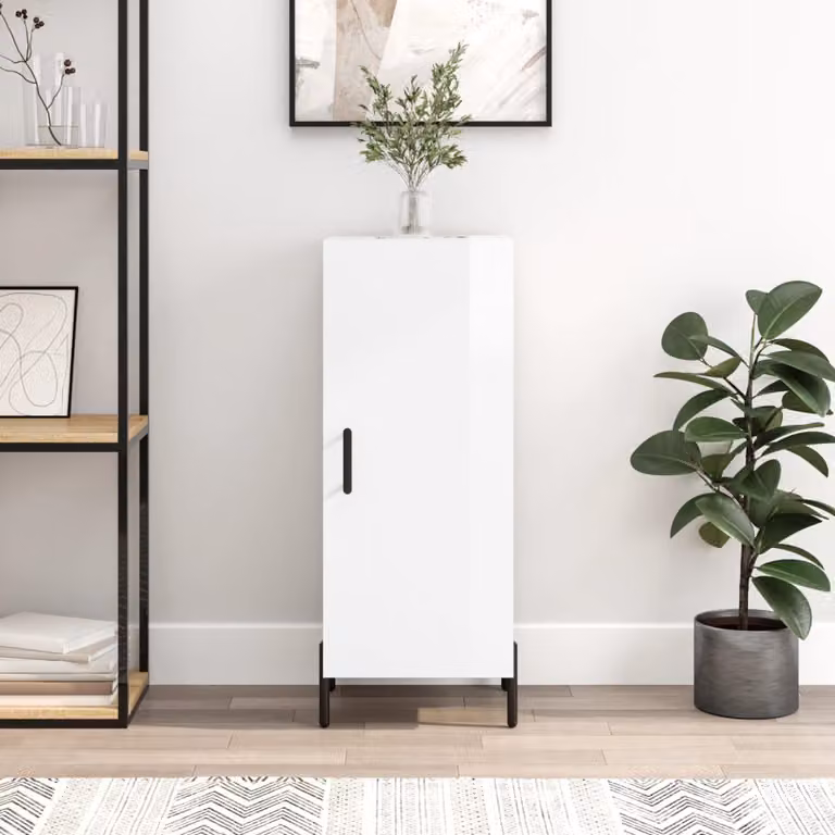 Credenza moderna vidaXL in bianco lucido con montaggio a parete, L/P/H: 34,5 x 34 x 90 cm