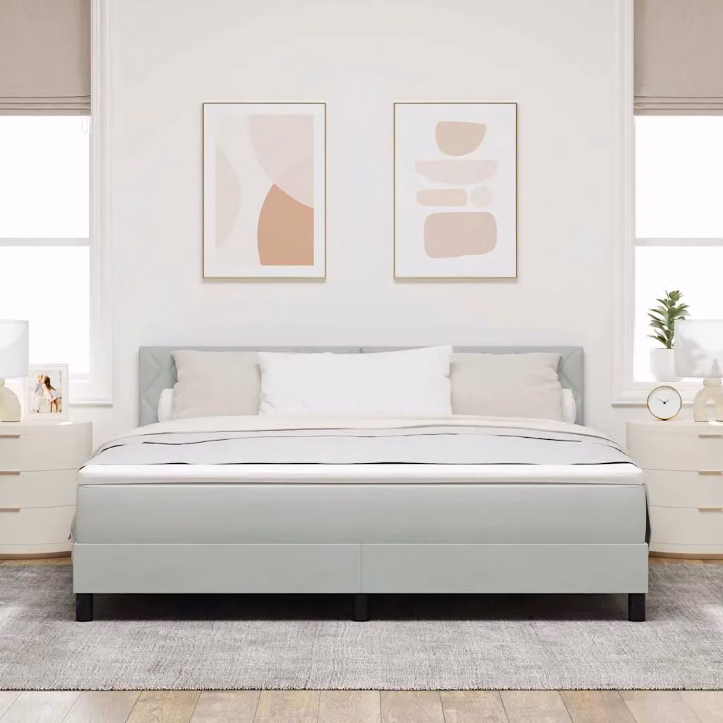 Letto a molle con illuminazione LED vidaXL in velluto grigio, L/P: 180 x 200 cm – 1