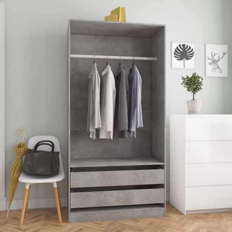 vidaXL Armadio grigio cemento 100x50x200 cm in legno - Armadio - Armadi - Armadio a muro - Armadio a muro - Guardaroba
