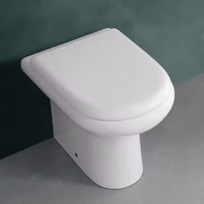 Set di sanitari filomuro Rak serie Compact in ceramica bianca con sedile avvolgente L/P/H: 51 x 40 x 37 cm