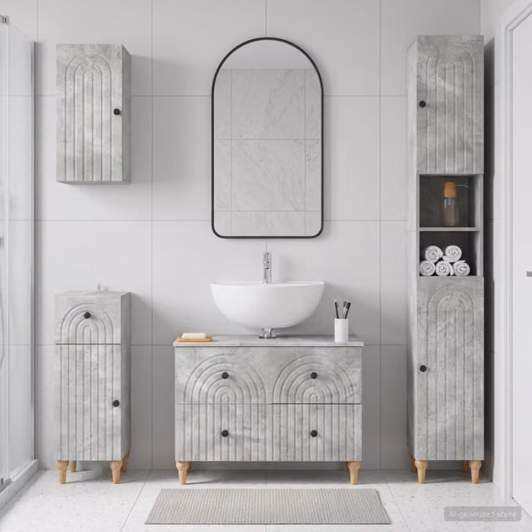 vidaXL Set di Mobili da Bagno Moderno ALKMAAR 4 Pezzi Grigio Cemento