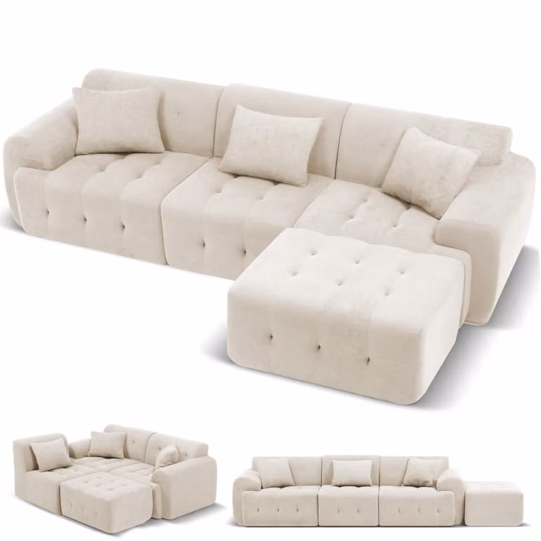 Divano ad angolo COMHOMA, 245 x 60 x 40 cm, divano modulare con funzione letto, divano letto, divano a L per soggiorno, imballato sottovuoto, combinabile in modo flessibile