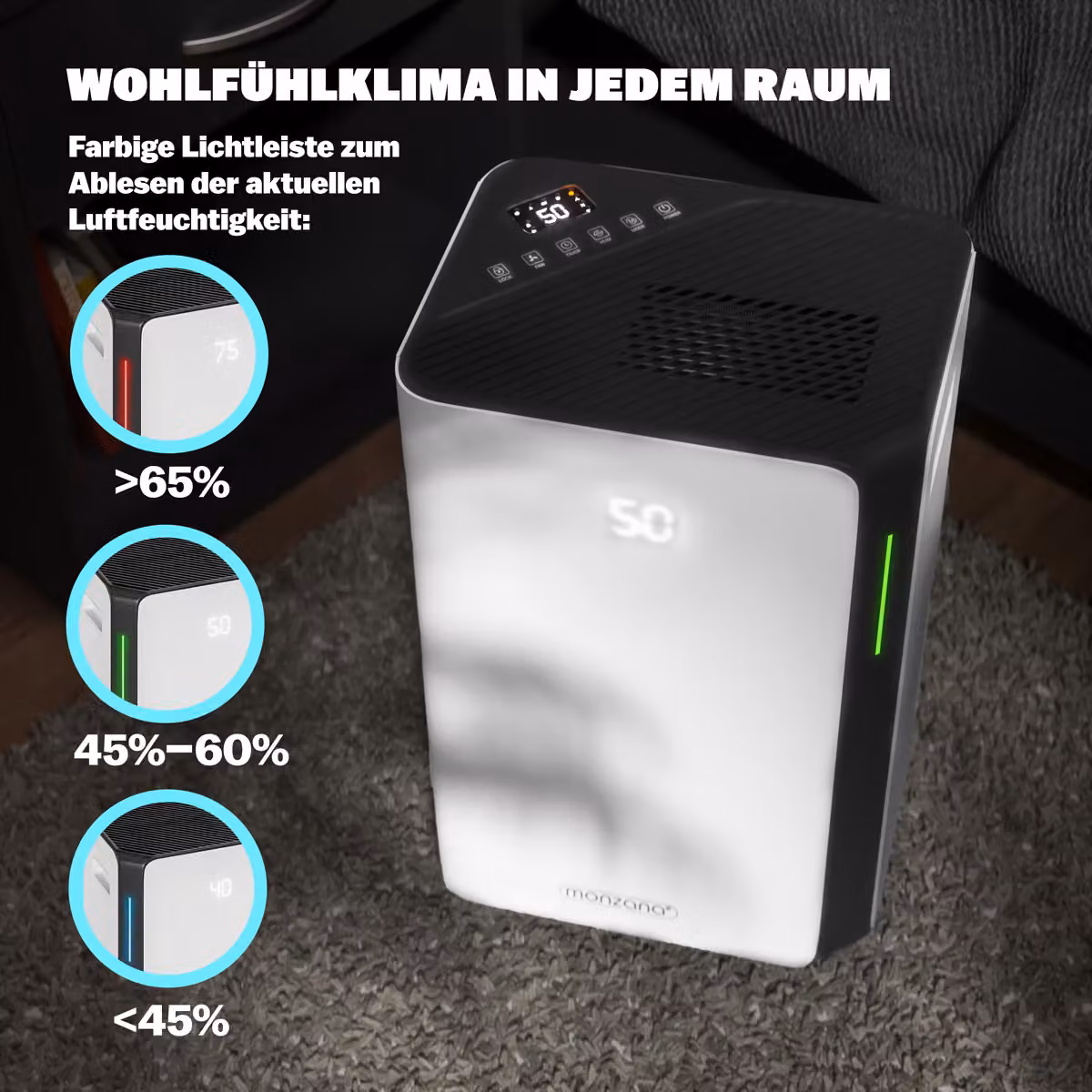 Deumidificatore Elettrico Monzana Bianco con Controllo Wifi e App per Smart Home, Capacità 20L/giorno, Ideale per Ambienti 20-30m² – 4