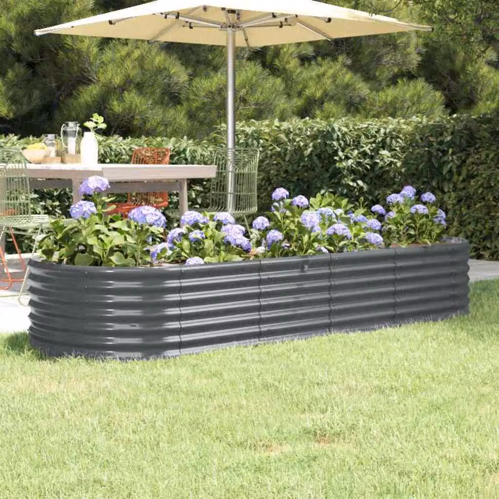 Letto da giardino rialzato vidaXL in acciaio zincato colore antracite L: 224 cm, P: 80 cm, H: 36 cm