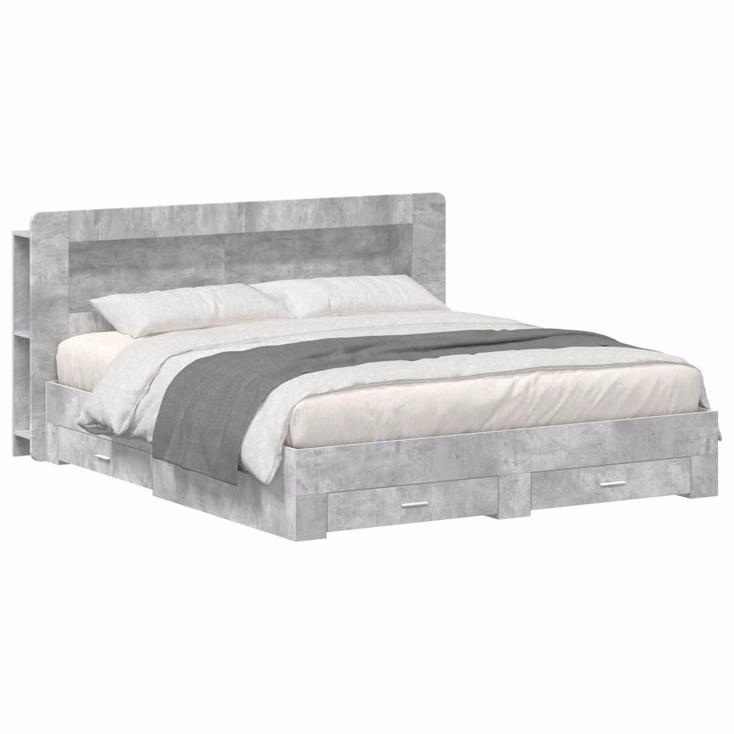 vidaXL Telaio letto moderno con contenitore e cassetti, Grigio, L/P: 200 x 200 cm