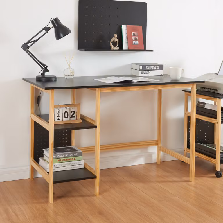 Scrivania 'Dønna' con ripiano 120x60x75cm colori nero/legno
