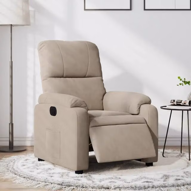 Poltrona Reclinabile Elettrica vidaXL in Microfibra Beige con Braccioli e Funzione Auto-Return – 1