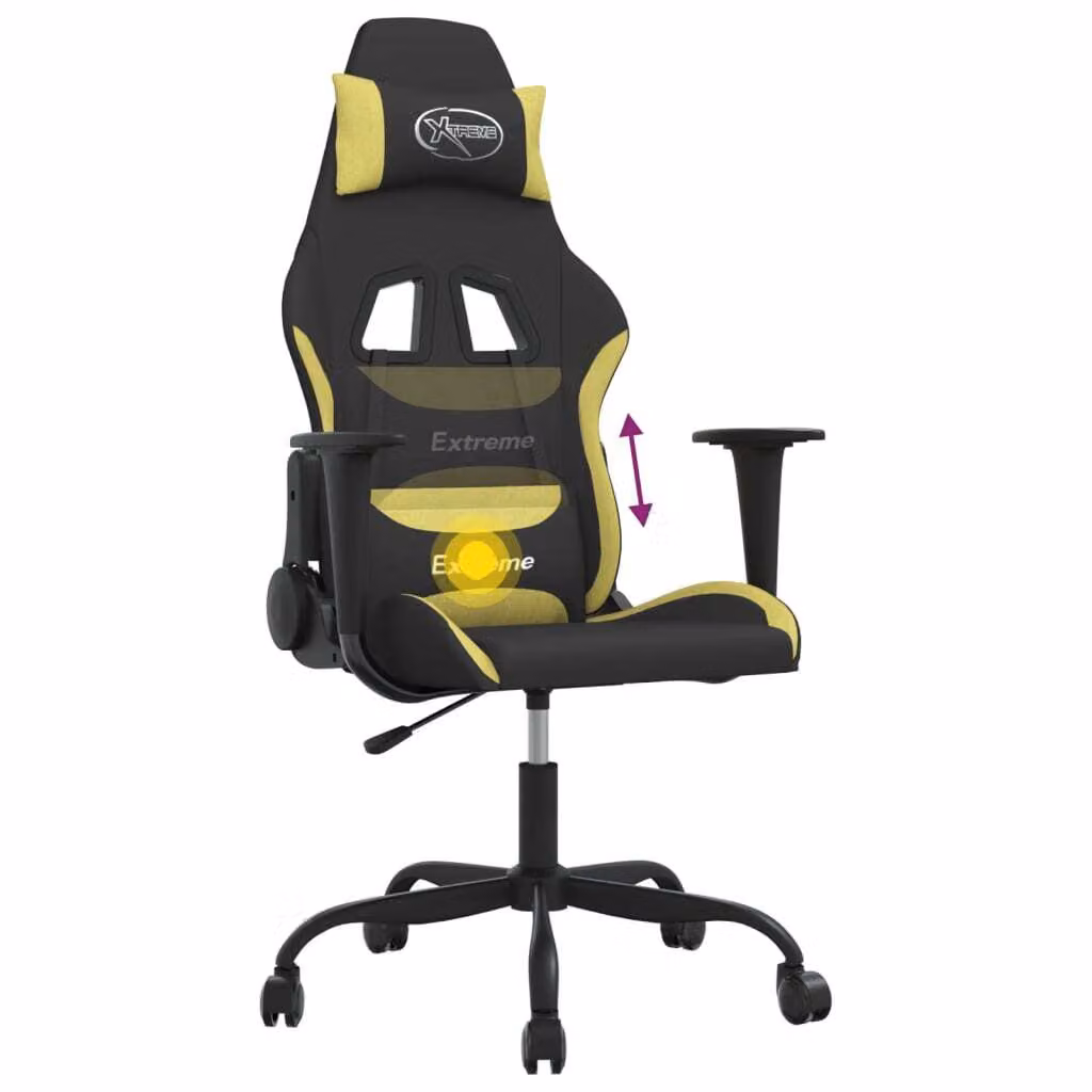 Sedia da Gaming Nero e Verde Chiaro in Tessuto