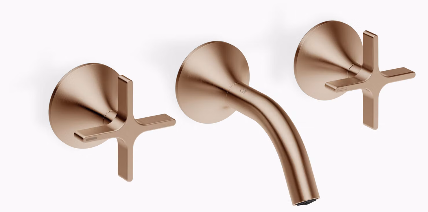 Dornbracht VAIA Mélangeur mural pour lavabo sans vidage, poignée croisillon, saillie 125mm, 36702809-42, 36702809-42