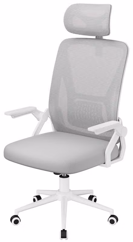 Sedia da ufficio ergonomica, regolabile in altezza, rivestimento in rete traspirante, girevole a 360° con funzione oscillante, grigia