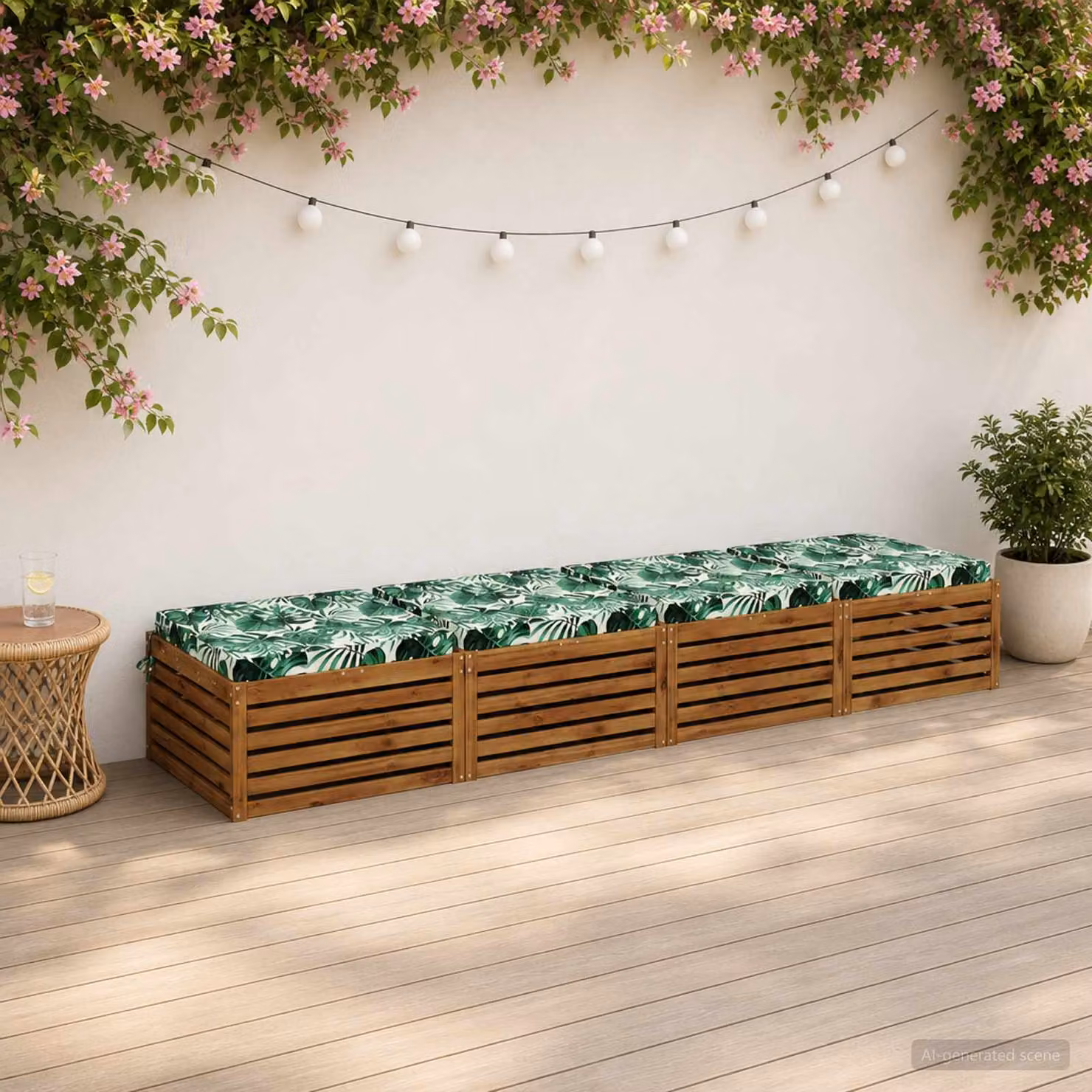 Set di 4 cuscini per sedia quadrati vidaXL in poliestere verde con rivestimento lavabile e resistente ai raggi UV