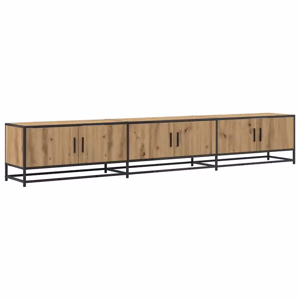 Mobile TV moderno vidaXL in legno e metallo color rovere, L: 240 cm, P: 35 cm, H: 41 cm – 2