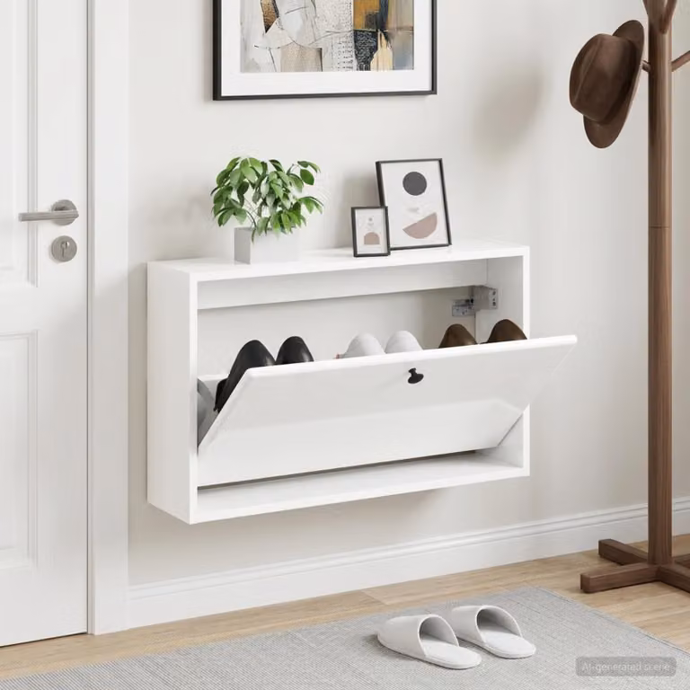 vidaXL Mobiletto per Scarpe da Muro BREDA Moderno Lucido L: 71 cm, P: 17 cm, H: 43 cm