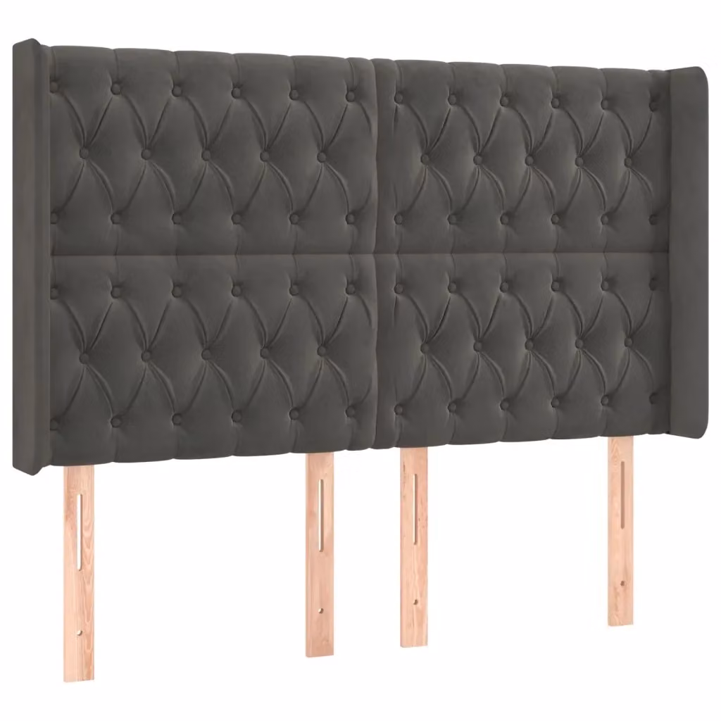 Testiera con Orecchie Design Mania in Velluto Grigio L: 163 cm, P: 16 cm, H: 118/128 cm – 2