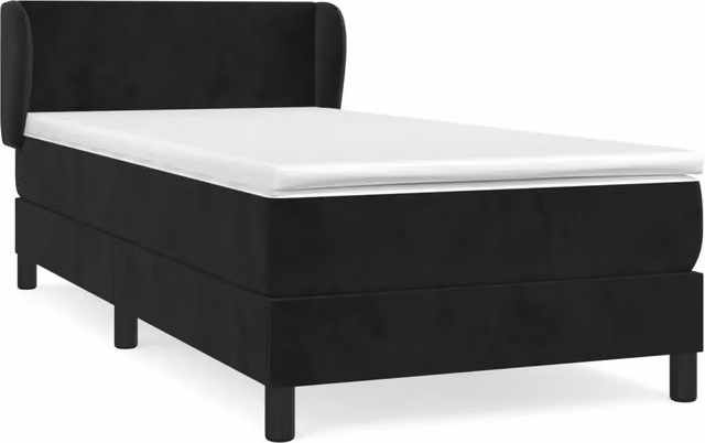 Letto singolo | Letto per adulti | Giroletto a Molle con Materasso Nero 80x200 cm in Velluto