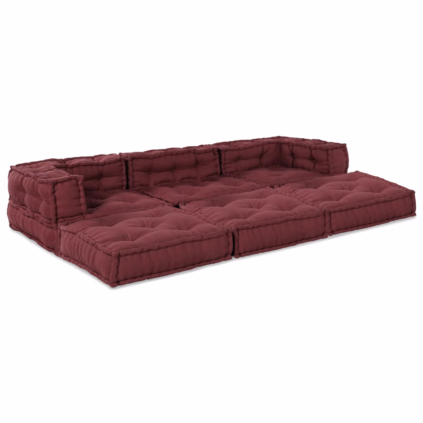 Unità di divano modulare vidaXL in tessuto rosso per soggiorno o esterno, L/P/H: 210 x 70 x 56 cm