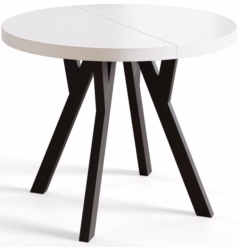 Alpi Moebel, Tavolo da Pranzo, Tavolo per Mangiare Allungabile, Diametro da 90 cm, Bianco, Collezione Ovo