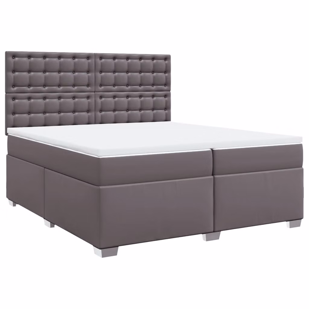 Giroletto a Molle con Materasso Grgio 200x200 cm in Pelle finta