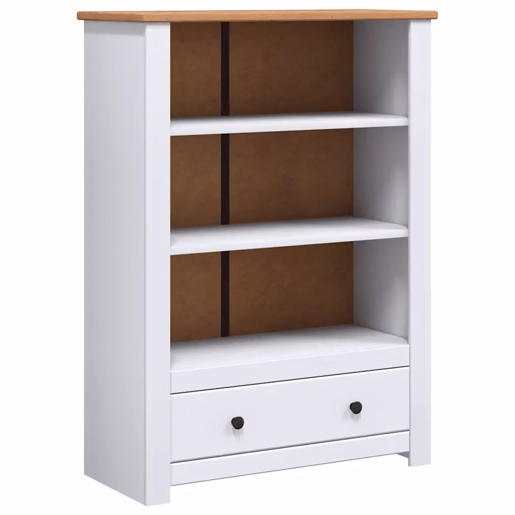 Libreria in pino massello vidaXL bianca e marrone per soggiorno L 80 cm, P 35 cm, H 110 cm – 2