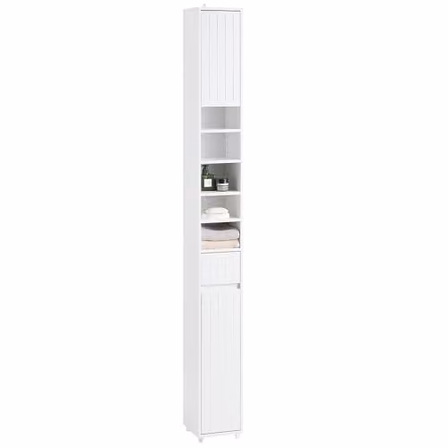 SoBuy Mobile Alto Bagno Stretto Salvaspazio Colonna con Ante Cassetto