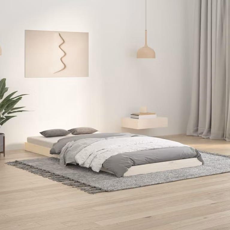 The Living Store Letto in legno massiccio bianco 90x190 cm pino