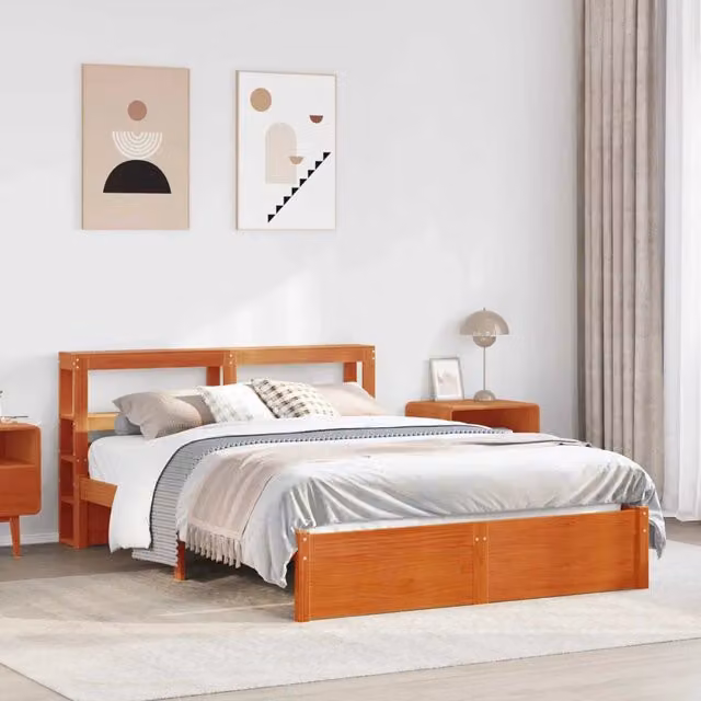 Struttura del letto con testiera-Giroletto Marrone cerato 150 x 200 cm 147296