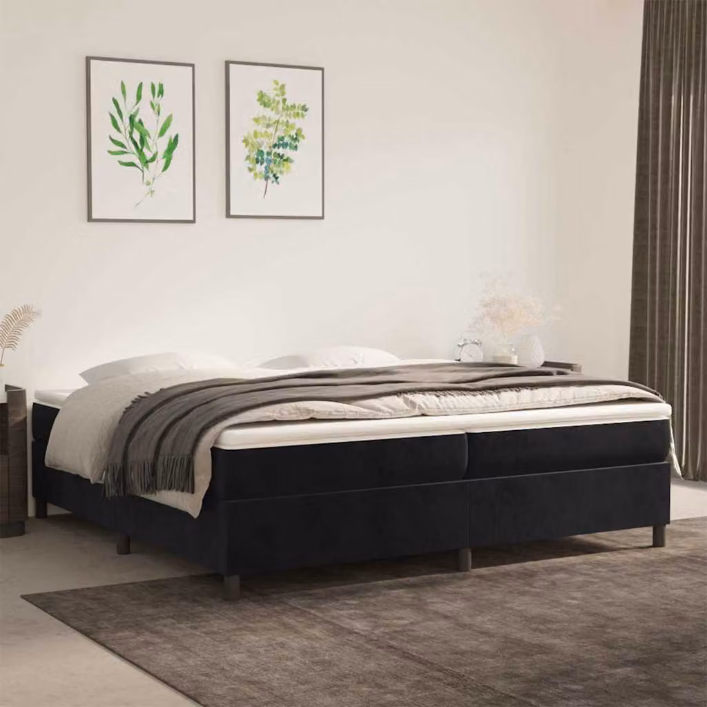 vidaXL Struttura Letto Imbottita in Velluto Nero L/P/H: 200 x 200 x 35 cm – 1