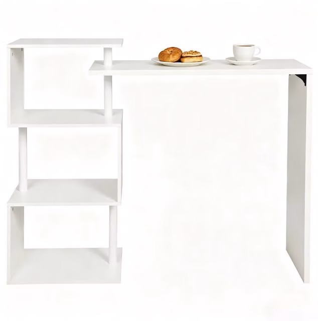 Tavolo Bar Multifunzione REDOM Bianco in MDF e Metallo L: 97,5 cm, P: 38 cm, H: 100 cm