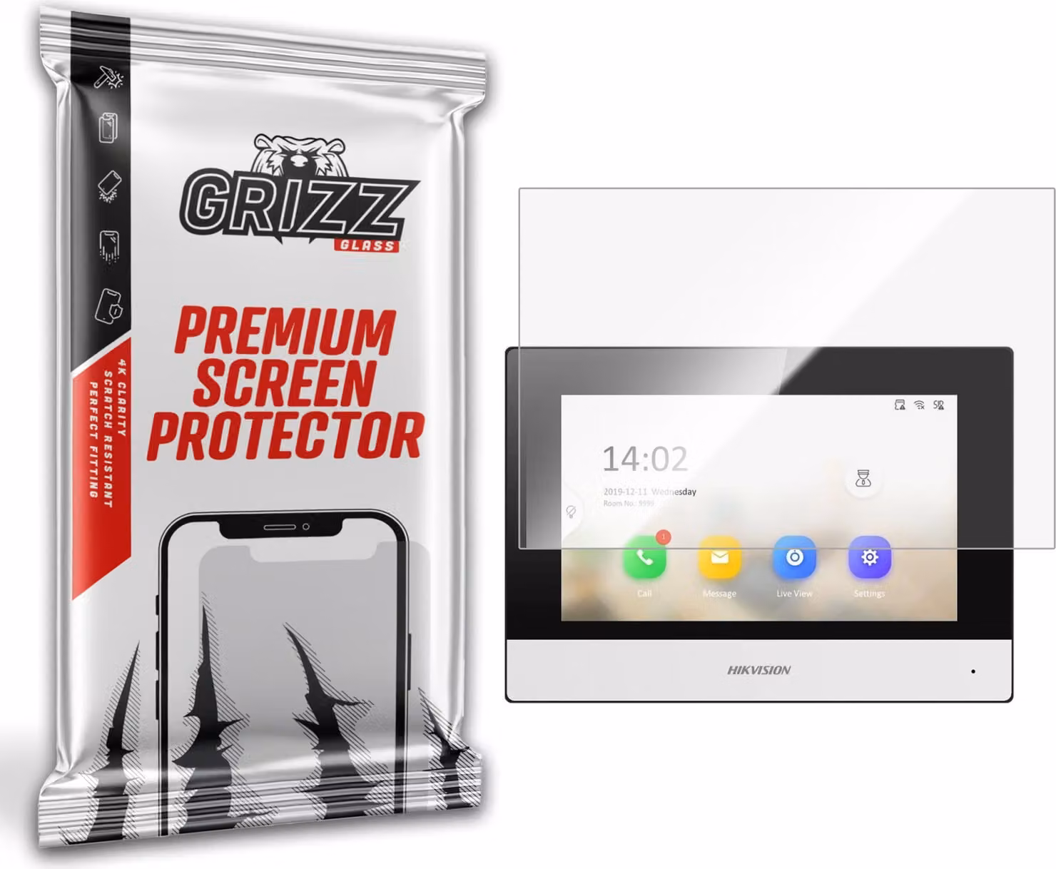 Pellicola Vetroceramica GrizzGlass CeramicFilm per il videocitofono IP HIKVISION DS-KH8350-WTE1/EU da 7".