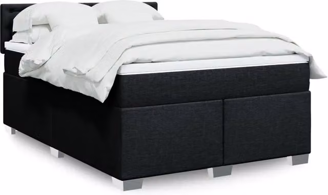 Letto Ibrido vidaXL con Giroletto a Molle e Materasso in Tessuto Nero e Bianco L/P: 160 x 200 cm