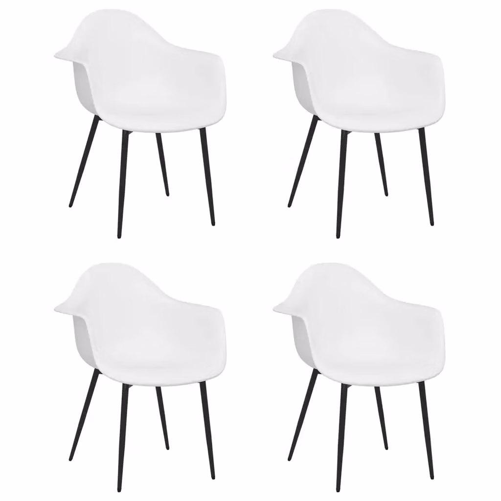Set di 4 sedie da pranzo vidaXL bianche con braccioli in plastica e metallo per cucina e sala da pranzo – 2