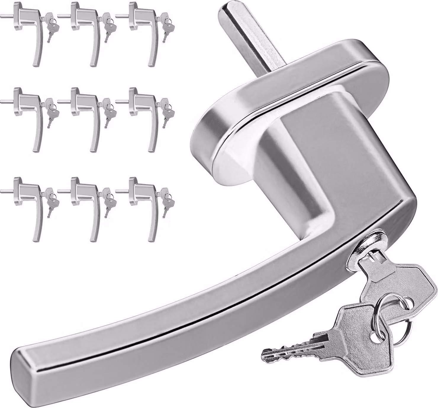 Set di maniglie per finestre con serratura, 2 pezzi, argento, sicure per bambini