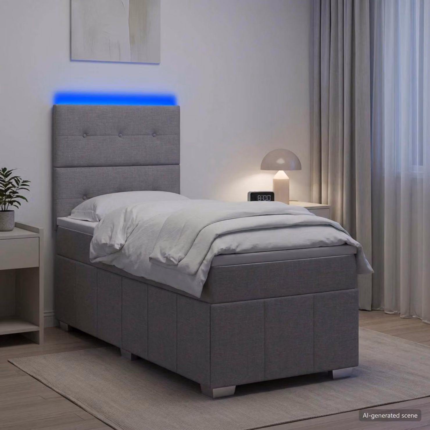 Maison Exclusive - Letto boxspring LED con materasso Grigio chiaro 90 x 200 cm Tessuto