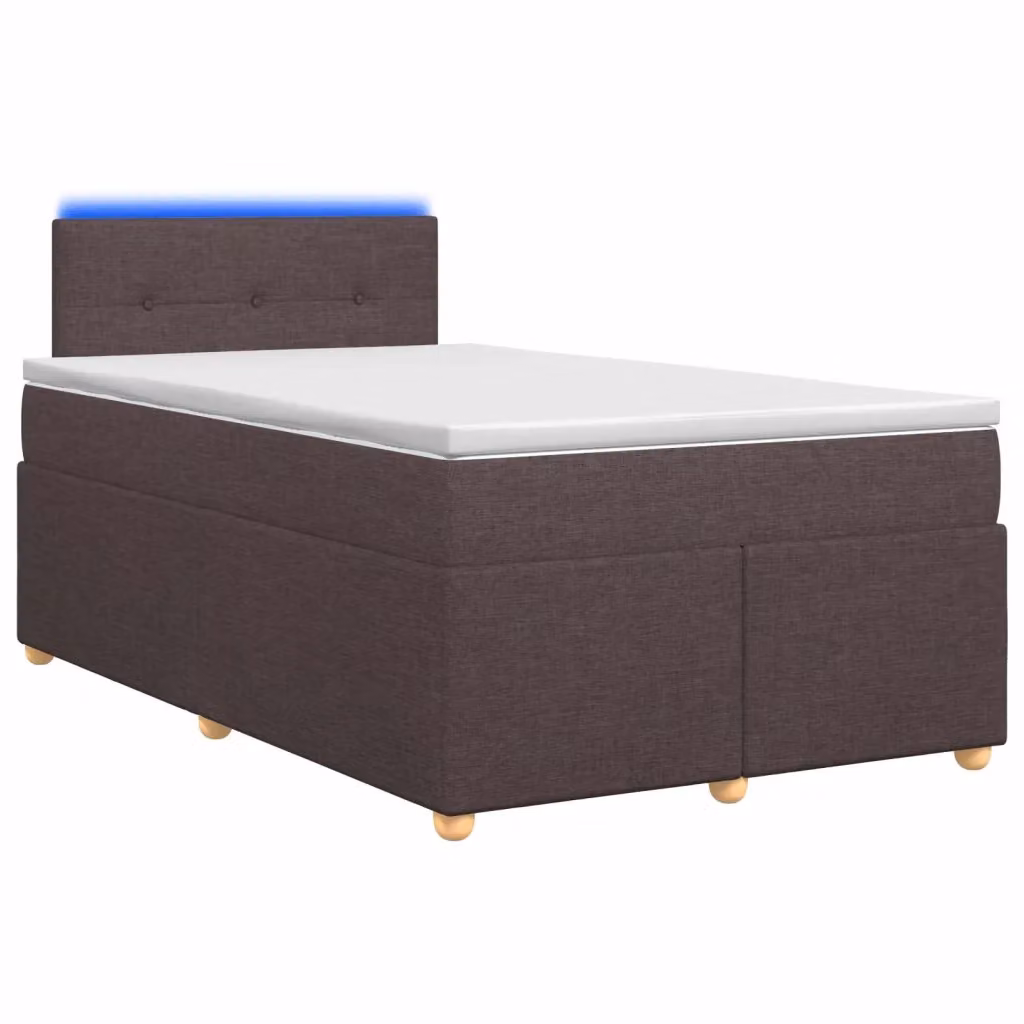 Letto box spring ibrido vidaXL con materasso a molle insacchettate e illuminazione sottostante, L/P: 120 x 200 cm, Marrone Scuro – 2