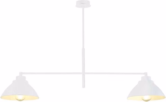 Lampadario da soffitto minimalista Luceart-Classic Gemini in acciaio bianco con 2 luci E27