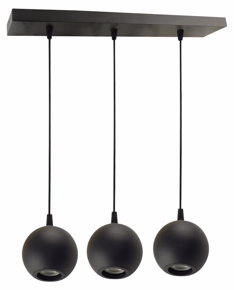 ENOVALITE LED lampada a sospensione GLOBE, attacco GU10, IP20, Ø10cm, 3 fiamme, nero