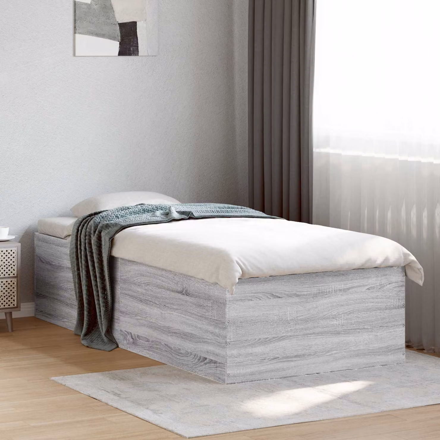 vidaXL Struttura letto a pavimento Sonoma grigio L 80 x P 200 cm