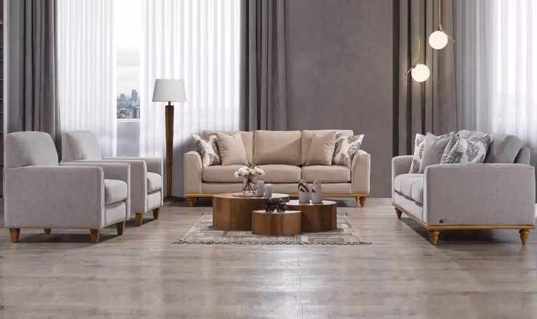 Wohnzimmer Set 4tlg 2x Sofa Dreisitzer Design 2x Sessel Modern Möbel