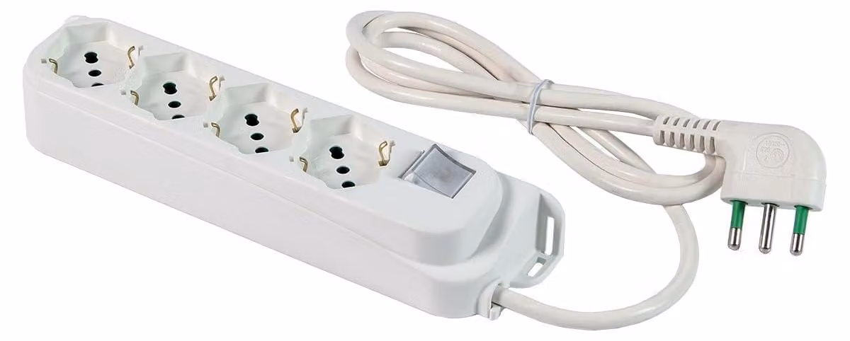 FANTON Presa multipla Omega a 4 prese da 16 A+ con interruttore bipolare illuminato
