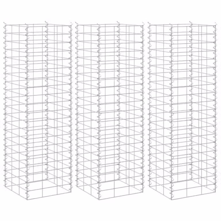 vidaXL Fioriere Rialzate a Gabbione 3 pz 30x30x100 cm in Ferro