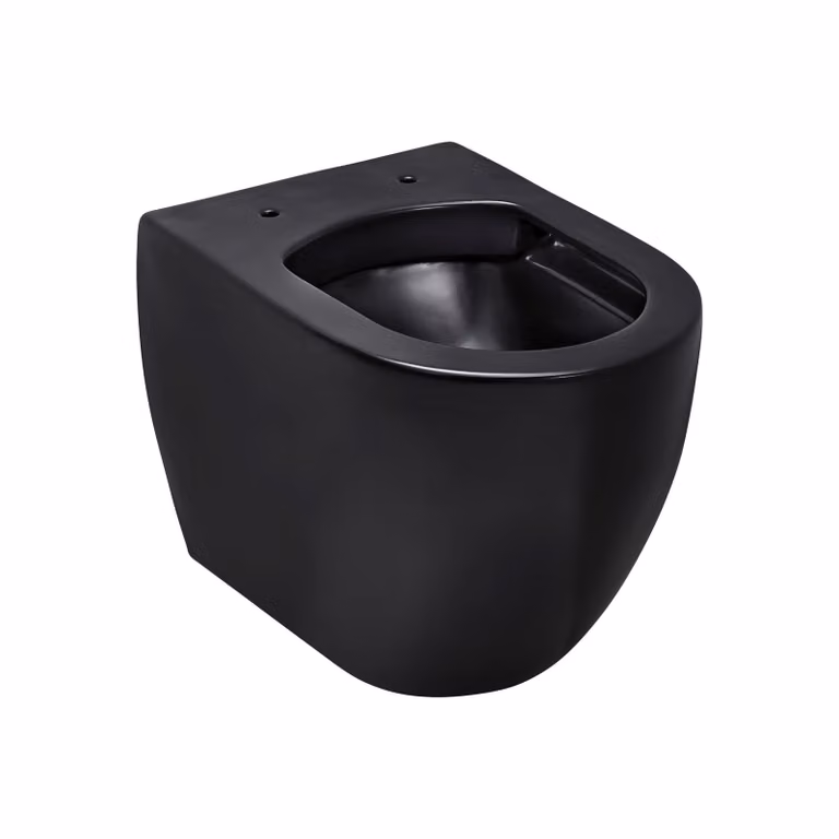 SCHÖNER WOHNEN collezione ANTUS vaso sospeso, nero opaco, vaso sospeso in Vetroceramica senza bordo, scarico orizzontale