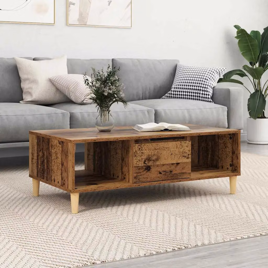 vidaXL Tavolino da salotto rettangolare in legno marrone L: 102 cm, P: 55 cm, H: 35 cm