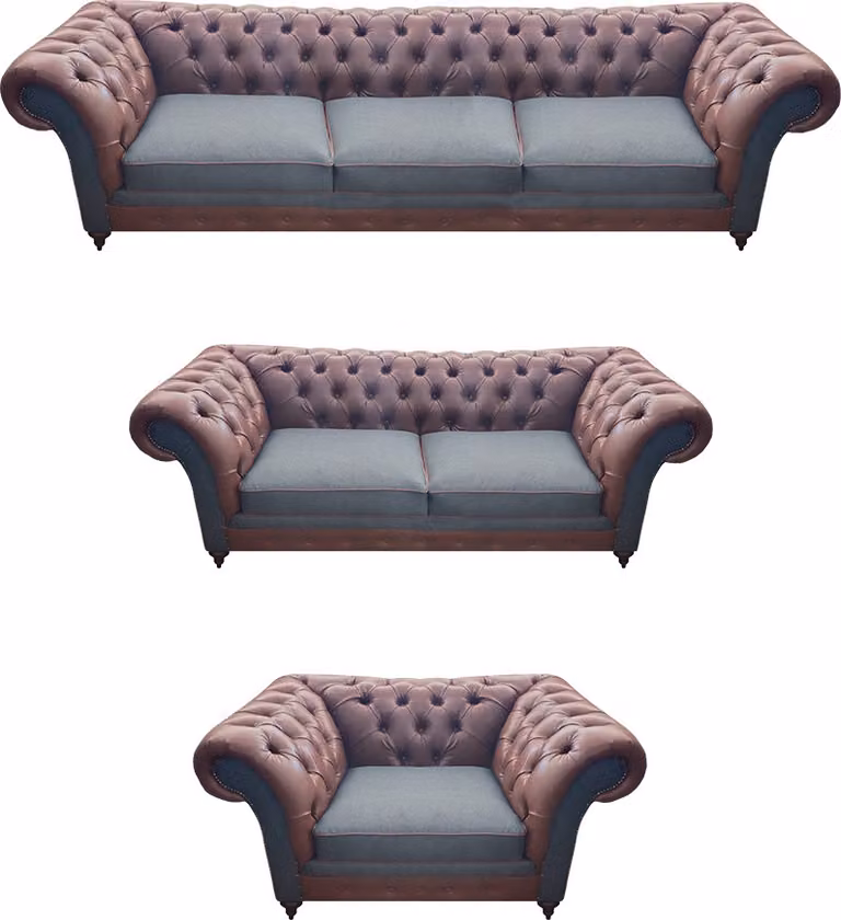 Designer Sofas Couchen Komplett 3tlg Wohnzimmer Chesterfield Sessel Couch