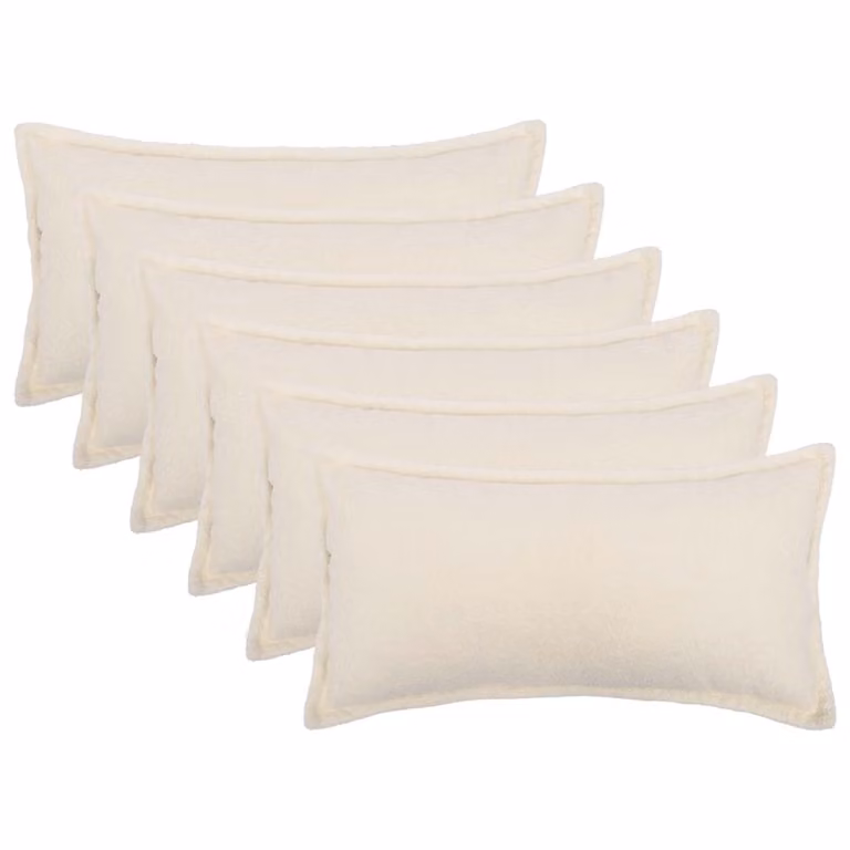 Set di 6 federe vidaXL HOUTEN in tessuto bouclé color crema, L 70 cm x P 40 cm